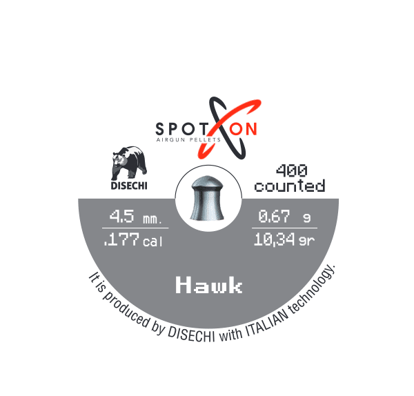 Βλήματα Αεροβόλων Hawk 4,5 mm - κουτί 400 τεμ / βάρος 0,67 grams - 10,34 grains